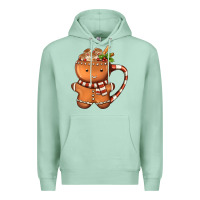 Seafoam Gingerbread Cookie Man Hot Cocoa Coffee Premium Hoodie - FaDigitalArtStudio