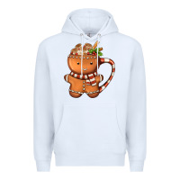 White Gingerbread Cookie Man Hot Cocoa Coffee Premium Hoodie - FaDigitalArtStudio