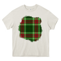 Cream Christmas Tartan Patch Heavy Core Tee - BundleAndBundleShop