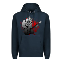 Navy Guitar Player Gift Guitarist Guitar Premium Hoodie - lanVoArt