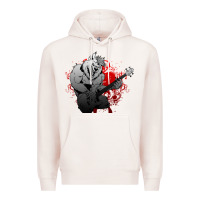 Pale Pink Guitar Player Gift Guitarist Guitar Premium Hoodie - lanVoArt
