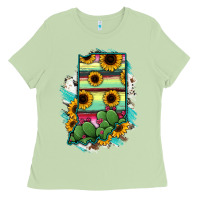 Matcha Indiana Map Sunflower Cactus Serape Ladies Tee - RanaPortraitStore