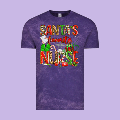 Santa's Favorite Nurse Vintage Tee Designed By Texasbilliewilder