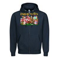 Navy Happy Easter Animal Car Zipper Hoodie - CowhideDigitalArt