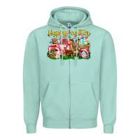 Seafoam Happy Easter Animal Car Zipper Hoodie - CowhideDigitalArt