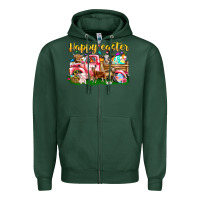 Sports Green Happy Easter Animal Car Zipper Hoodie - CowhideDigitalArt