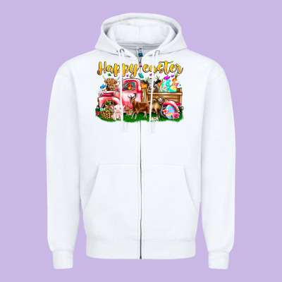 Happy Easter Animal Car Zipper Hoodie Designed By Cowhidedigitalart