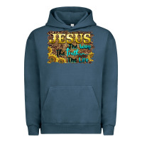 Pigment Midnight Navy jesus the way the truth the life Urban Hoodie - BarkalooDesign