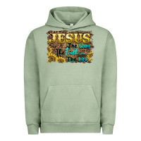 Pigment Oil Green jesus the way the truth the life Urban Hoodie - BarkalooDesign
