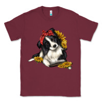 Burgundy border collie with bandanna Classic Tee - texasbilliewilder