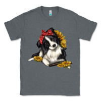 Charcoal Heather border collie with bandanna Classic Tee - texasbilliewilder