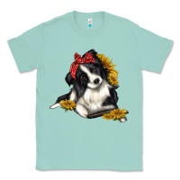 Seafoam border collie with bandanna Classic Tee - texasbilliewilder