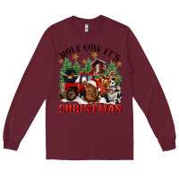 Burgundy holy cow its christmas Long Sleeve Tee - CowGirlArtShop