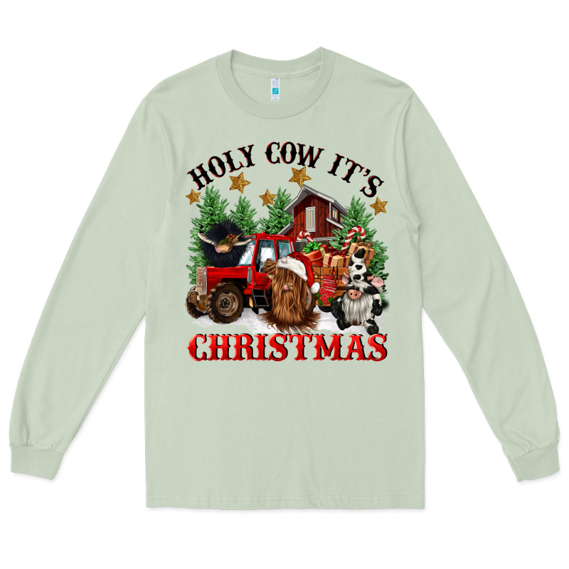 Holy Cow Its Christmas Long Sleeve Tee by CowGirlArtShop | Teevron
