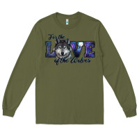 Army Green for the love of the wolves Long Sleeve Tee - RanaPortraitStore