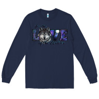 Navy for the love of the wolves Long Sleeve Tee - RanaPortraitStore