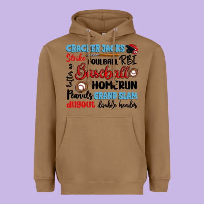 Baseball Typography Words Heavyweight Hoodie Designed By Artiststas