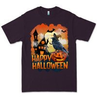Plum Happy Halloween With Crow Premium Tee - LillyAllenDesigns