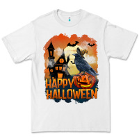 White Happy Halloween With Crow Premium Tee - LillyAllenDesigns