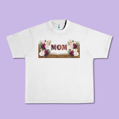 Mom Burgundy Flowers With Leopard Urban Heavy Tee Designed By Tumblerdesignbyshophia