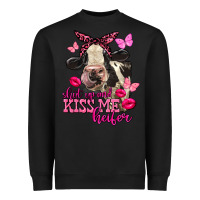 Black Valentine's Day Shut Up And Kiss Me Heifer Holstein Cow Heavyweight Sweatshirt - FaDigitalArtStudio