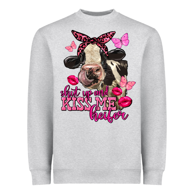 Valentine's Day Shut Up And Kiss Me Heifer Holstein Cow Heavyweight Sweatshirt by FaDigitalArtStudio | Teevron