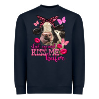 Navy Valentine's Day Shut Up And Kiss Me Heifer Holstein Cow Heavyweight Sweatshirt - FaDigitalArtStudio