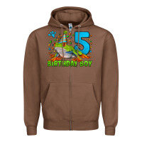 Chestnut Birthday Boy Frog Age 5 Zipper Hoodie - LillyAllenDesigns