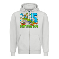 Dove Grey Birthday Boy Frog Age 5 Zipper Hoodie - LillyAllenDesigns