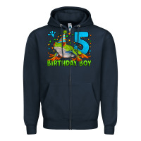 Navy Birthday Boy Frog Age 5 Zipper Hoodie - LillyAllenDesigns