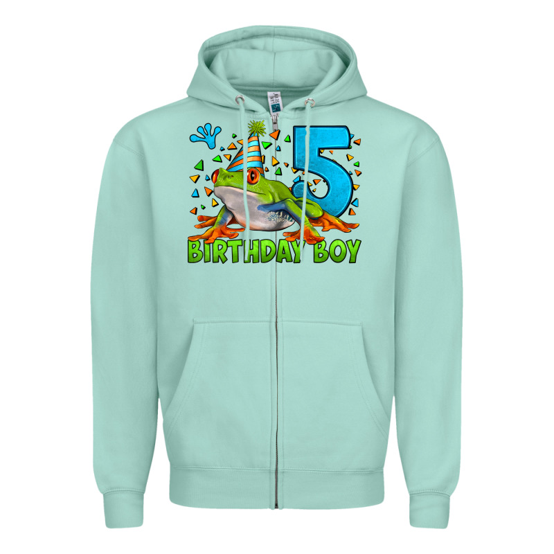 Birthday Boy Frog Age 5 Zipper Hoodie by LillyAllenDesigns | Teevron