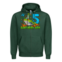 Sports Green Birthday Boy Frog Age 5 Zipper Hoodie - LillyAllenDesigns