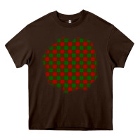 Chocolate Brown Christmas Tartan Patch Heavy Core Tee - BundleAndBundleShop