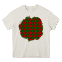 Cream Christmas Tartan Patch Heavy Core Tee - BundleAndBundleShop