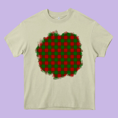 Christmas Tartan Patch Heavy Core Tee Designed By Bundleandbundleshop