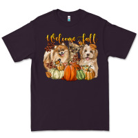 Plum welcome fall with dogs Premium Tee - LillyAllenDesigns