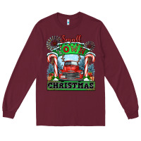 Burgundy small town christmas Long Sleeve Tee - CowGirlArtShop