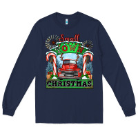 Navy small town christmas Long Sleeve Tee - CowGirlArtShop
