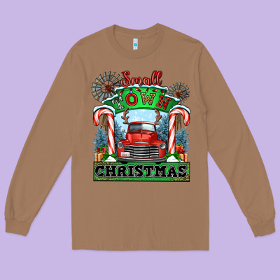 Small Town Christmas Long Sleeve Tee Designed By Cowgirlartshop