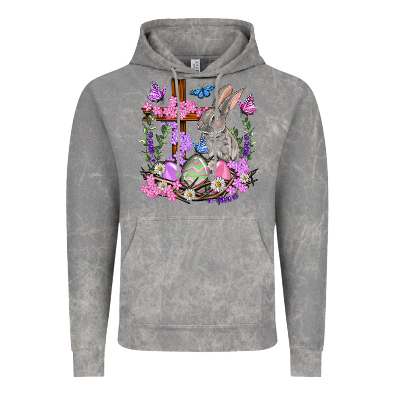 Easter Eggs And Bunny With Cross Easter Day Vintage Hoodie by HowdyJamesFarm | Teevron