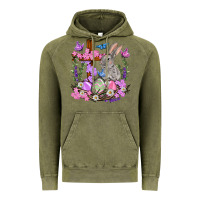 Vintage Olive Easter eggs and Bunny with Cross Easter Day Vintage Hoodie - HowdyJamesFarm