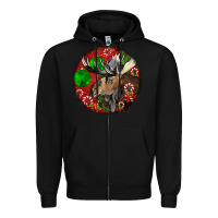 Black moose buck deer christmas Zipper Hoodie - LillyAllenDesigns