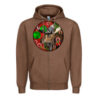 Chestnut moose buck deer christmas Zipper Hoodie - LillyAllenDesigns