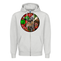 Dove Grey moose buck deer christmas Zipper Hoodie - LillyAllenDesigns