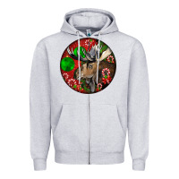 Heather Grey moose buck deer christmas Zipper Hoodie - LillyAllenDesigns