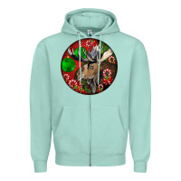 Seafoam moose buck deer christmas Zipper Hoodie - LillyAllenDesigns