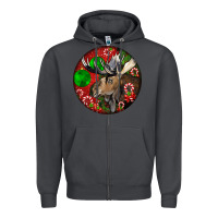 Smoke moose buck deer christmas Zipper Hoodie - LillyAllenDesigns