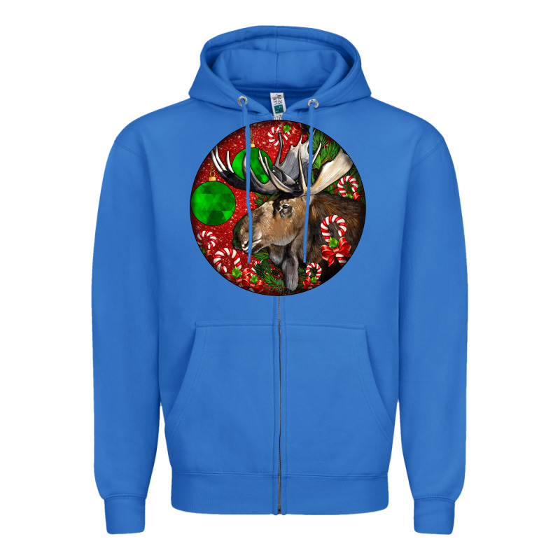 Moose Buck Deer Christmas Zipper Hoodie by LillyAllenDesigns | Teevron