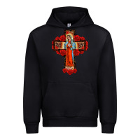 Black lady of guadalupe rose cross, Urban Hoodie - BarkalooDesign
