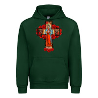 Forest Green lady of guadalupe rose cross, Urban Hoodie - BarkalooDesign